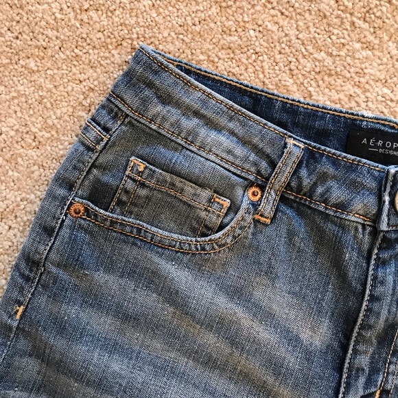 Aeropostale High Waist Denim Shorts Womens Size 6 Raw Frayed Hem Blue - Picture 9 of 13